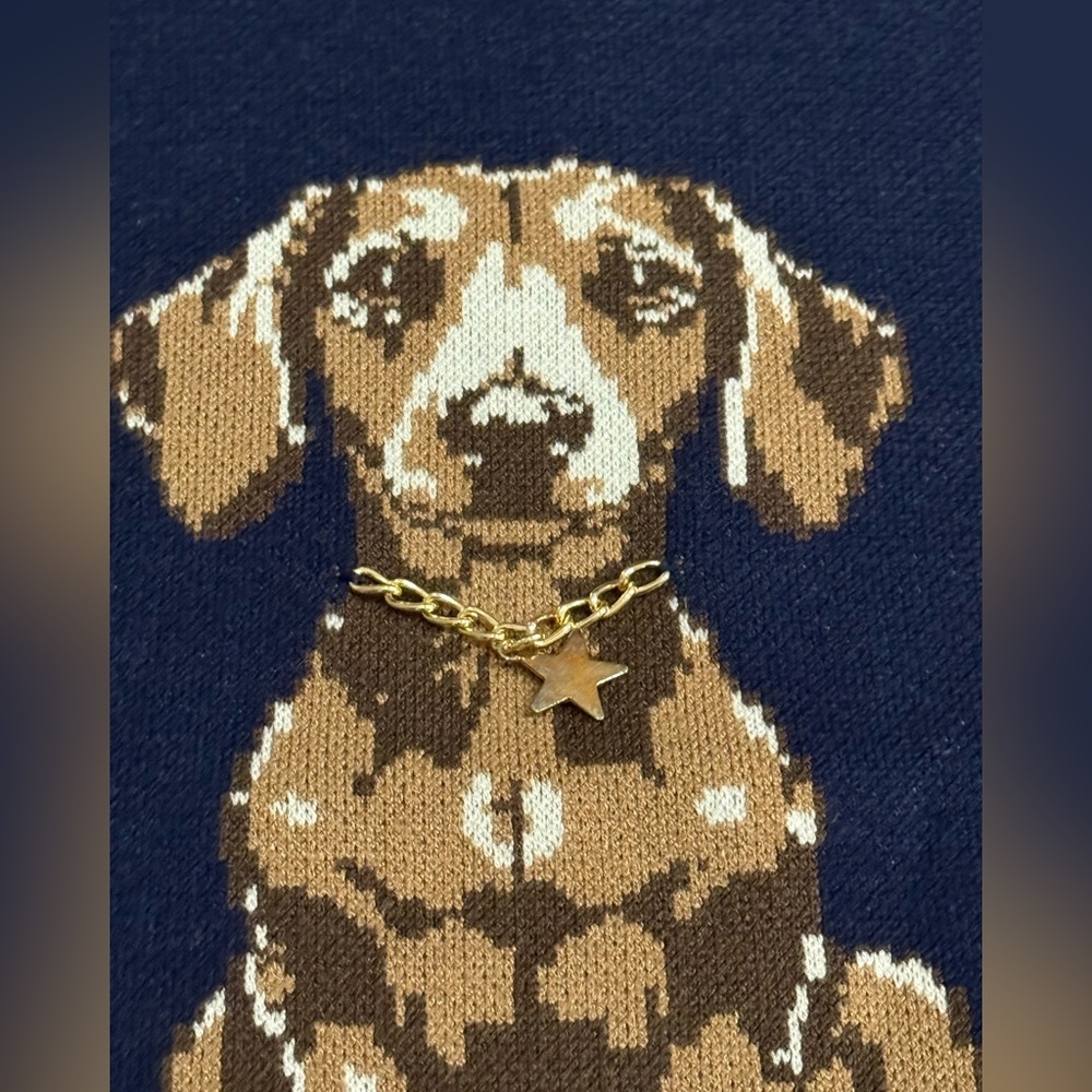 NEW Nikka K NAVY Dachshund Dog
Sweater Puppy Gold Collar STAR HIGH QUALITY SZ L - Picture 9 of 12